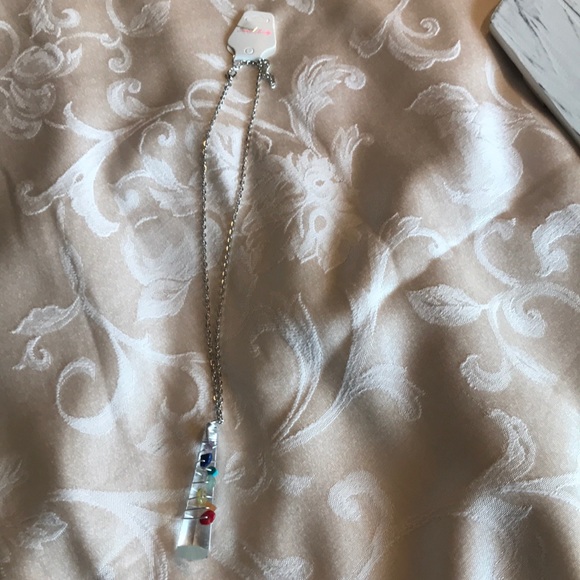 Glass pendant with rainbow stones! - Picture 2 of 2